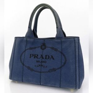 Prada Blue Canvas Tote Bag